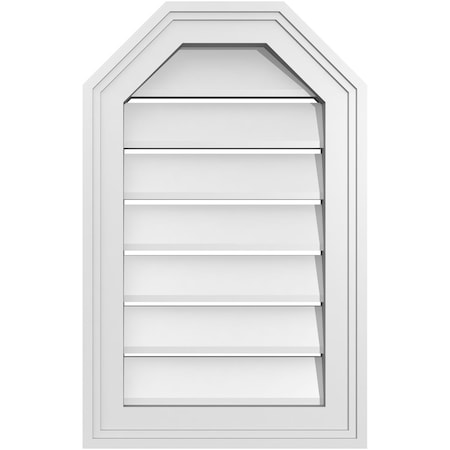 Ekena Millwork Octagonal Top Surface Mount PVC Gable Vent w/ 2"W x 1-1/2"P Brickmould Frame, 14"W x 22"H GVPOT14X2202SF